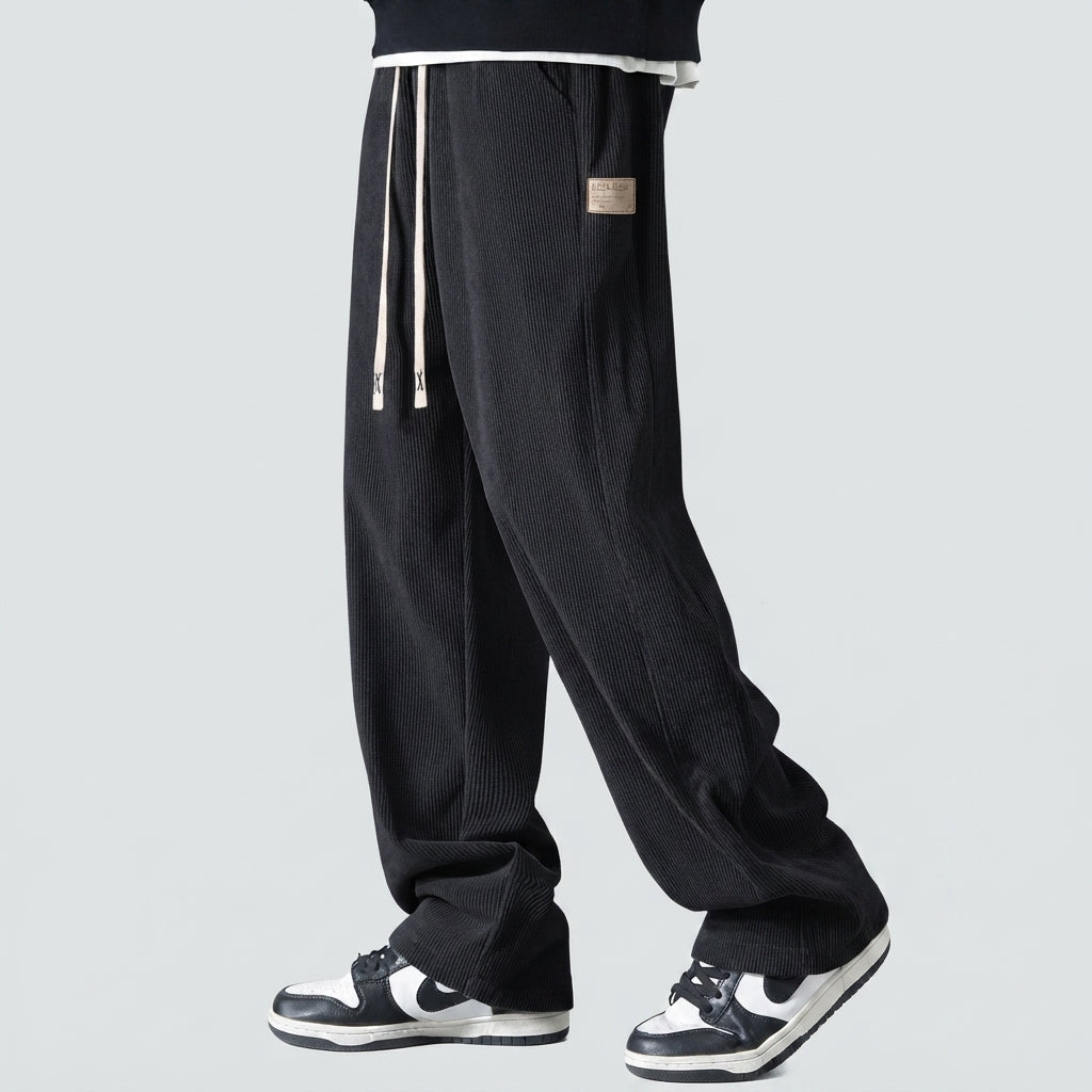 Relaxed Drawstring Wide Leg Casual Pants