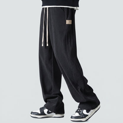 Relaxed Drawstring Wide Leg Casual Pants