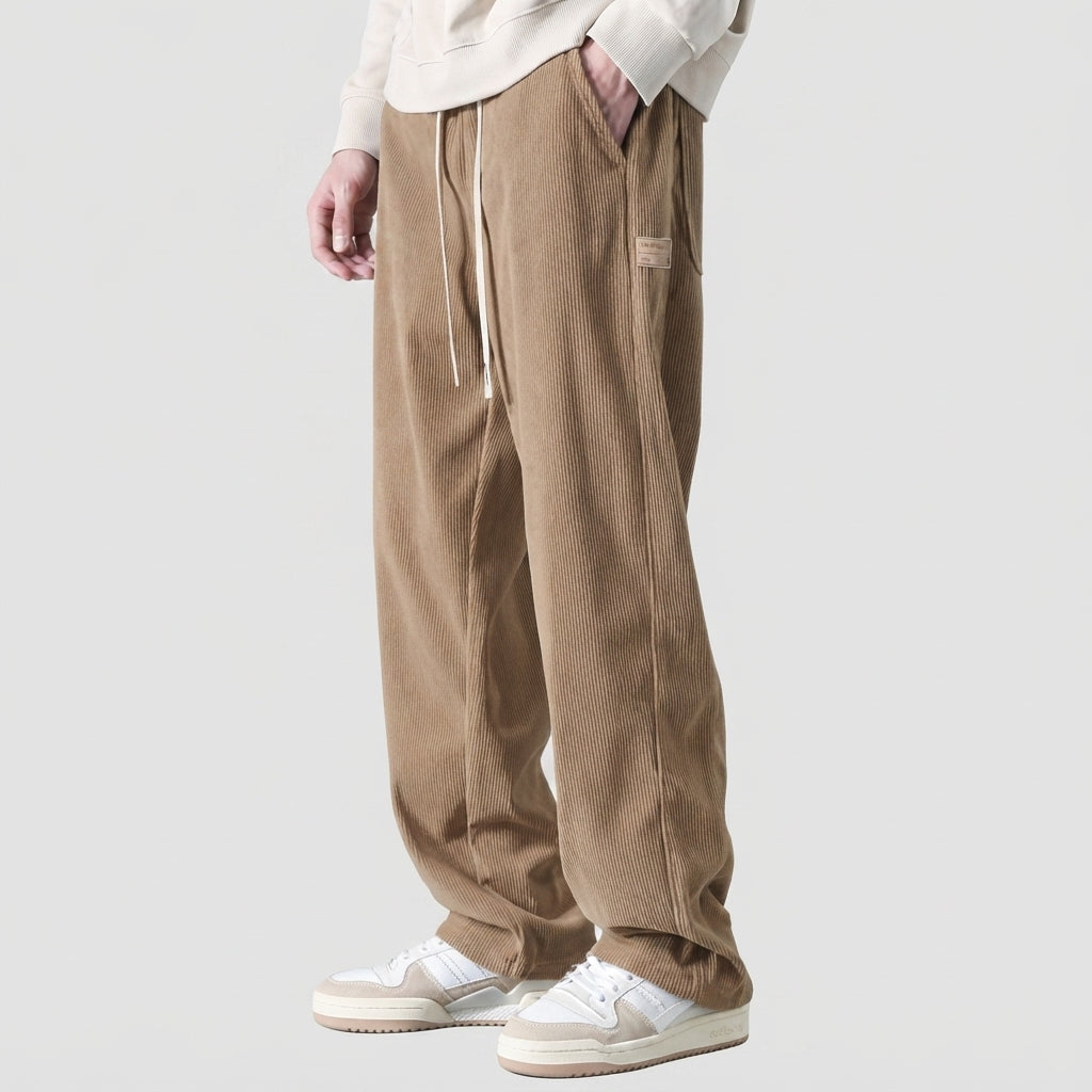 Relaxed Drawstring Wide Leg Casual Pants