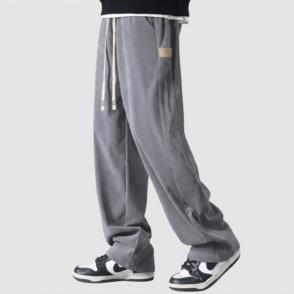 Relaxed Drawstring Wide Leg Casual Pants
