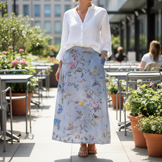 Vintage Print A-Line Skirt