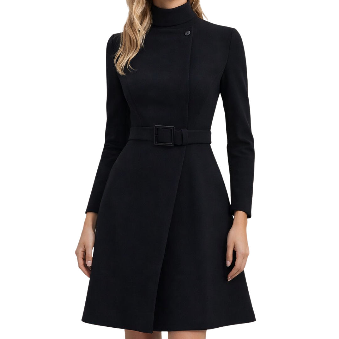 Chic Midi Dress High Neck