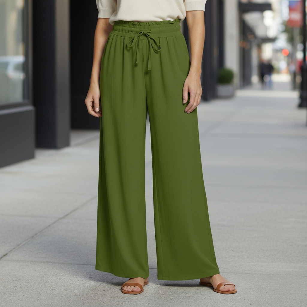Relaxed High-Rise Palazzo Pants with Pockets