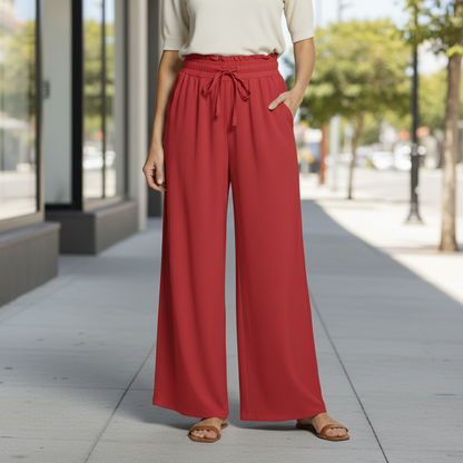 Relaxed High-Rise Palazzo Pants with Pockets