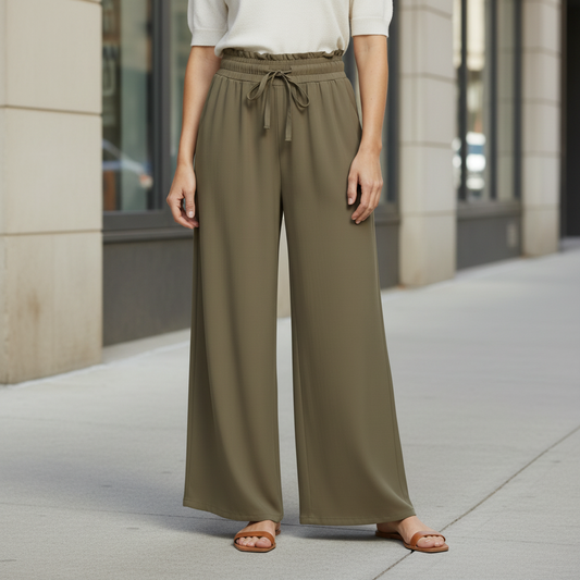 Relaxed High-Rise Palazzo Pants with Pockets