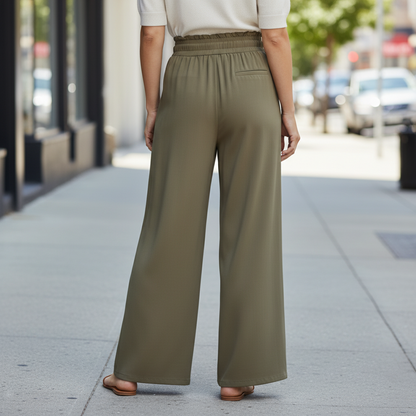 Relaxed High-Rise Palazzo Pants with Pockets