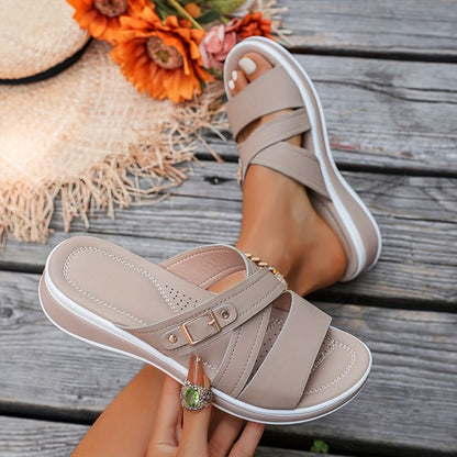 Cross Strap Comfort Slide Sandals