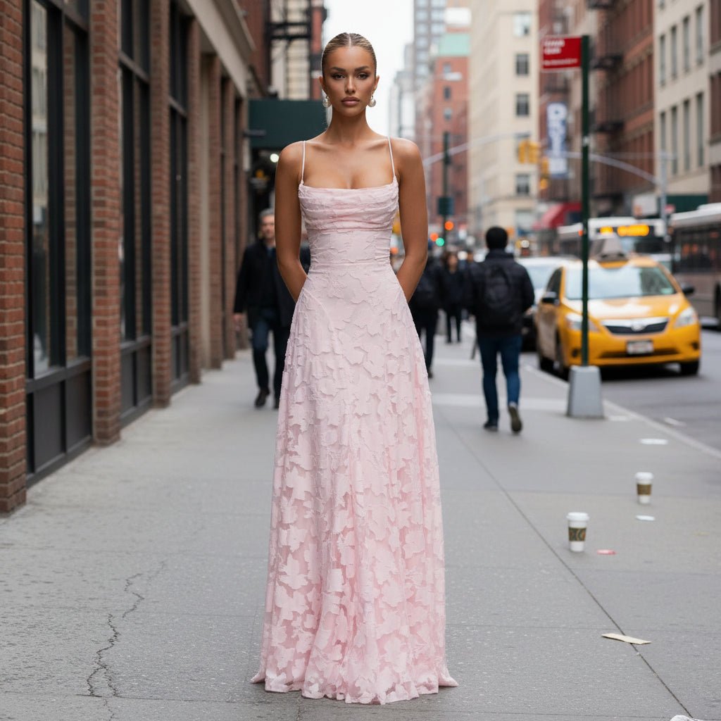 Flared Maxi Dress with Fitted Bodice