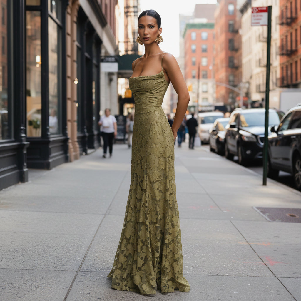 Flared Maxi Dress with Fitted Bodice