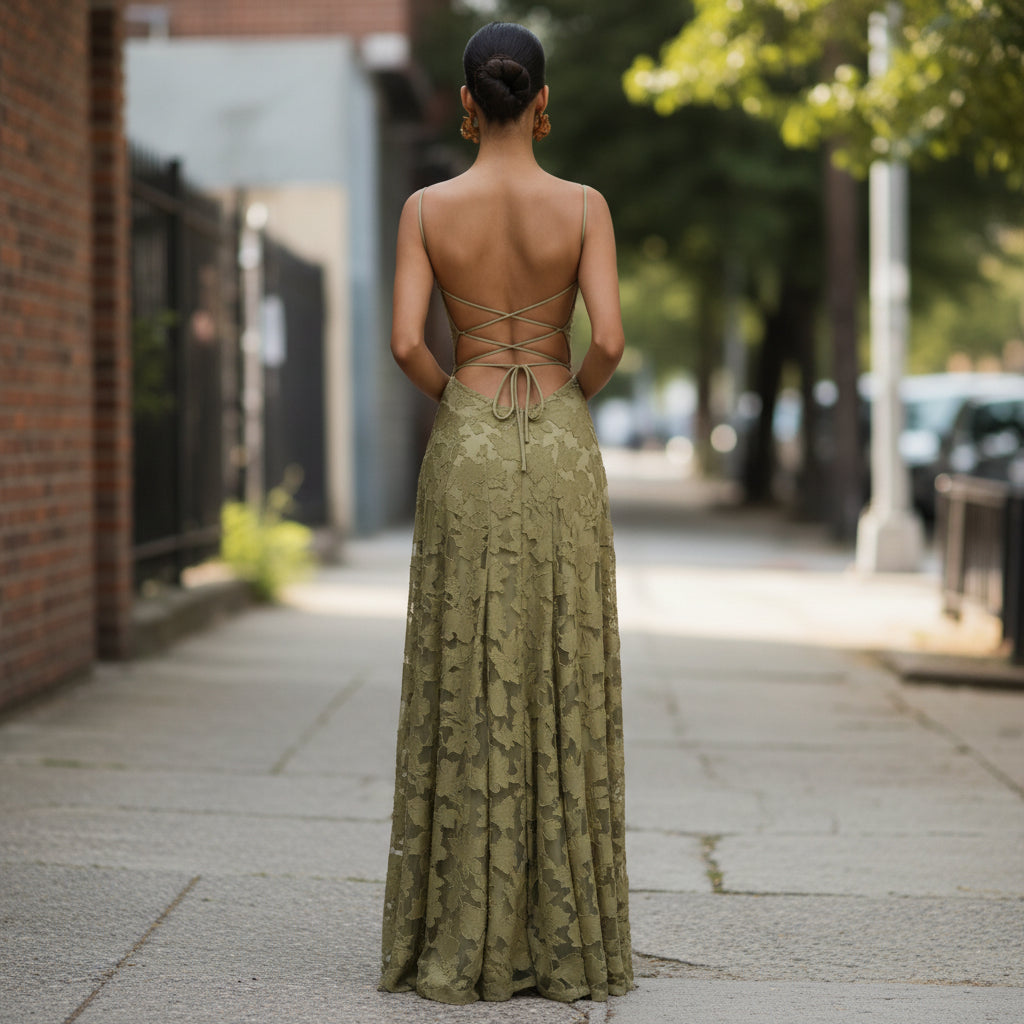 Flared Maxi Dress with Fitted Bodice