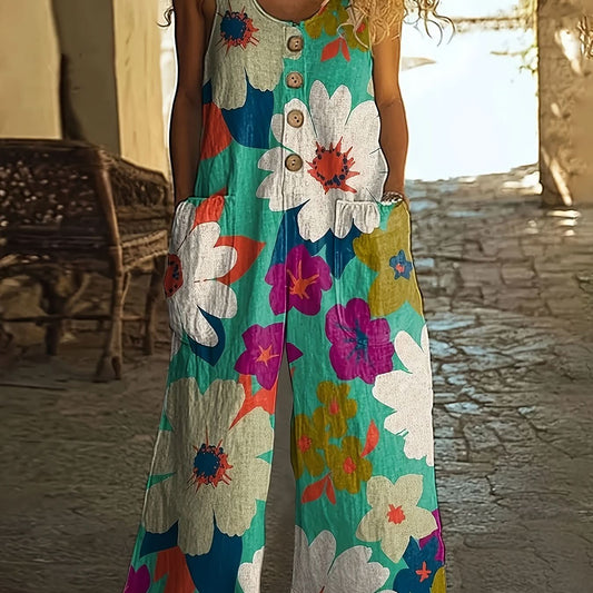 Floral Pocket Wide Leg Jumpsuit