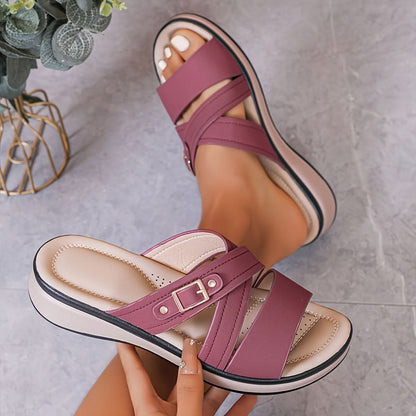 Cross Strap Comfort Slide Sandals