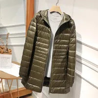 Hooded Quilted Zip Front Longline Coat