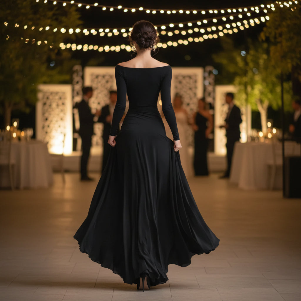 Long Sleeve Draped Maxi Dress