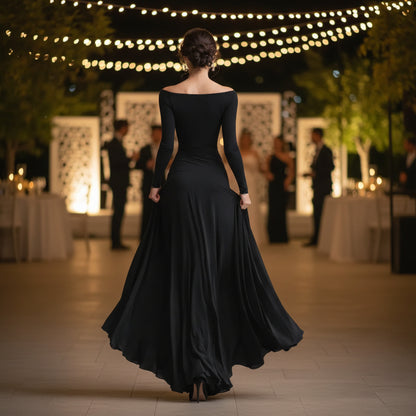Long Sleeve Draped Maxi Dress