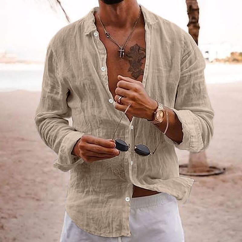 Classic Button Front Shirt with Long Sleeve Design