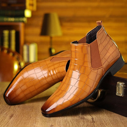 Croc-Embossed Chelsea Boots
