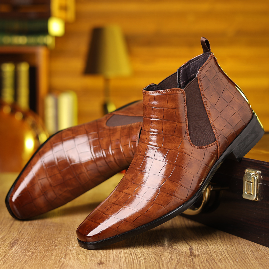 Croc-Embossed Chelsea Boots