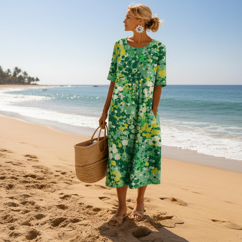 Floral Midi Dress With a Relaxed Fit