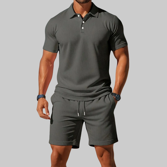 Casual Summer Set with Polo Top and Relaxed Shorts