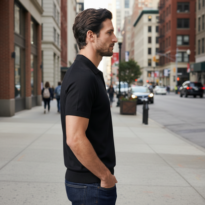 Open Collar Polo Shirt for Men