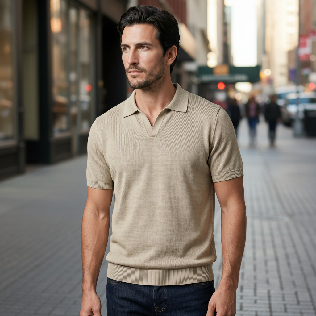Open Collar Polo Shirt for Men