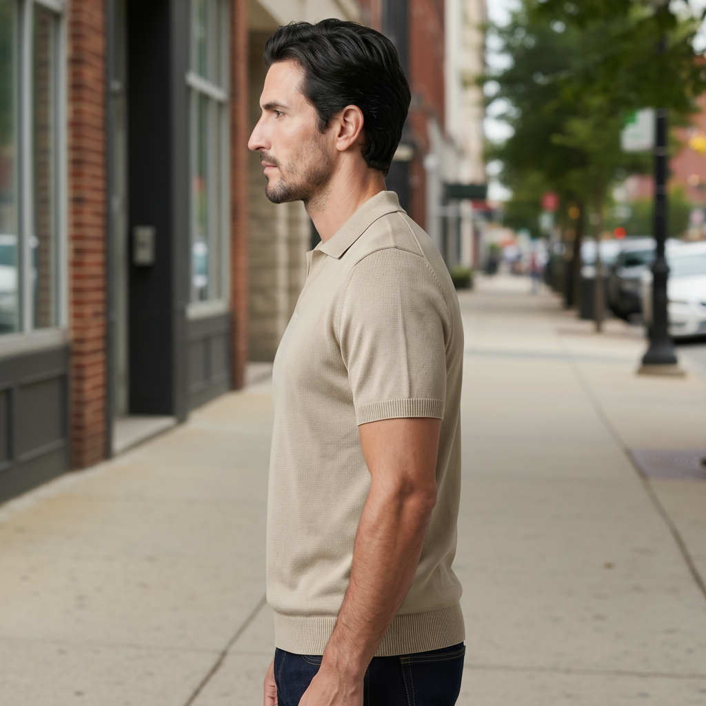 Open Collar Polo Shirt for Men