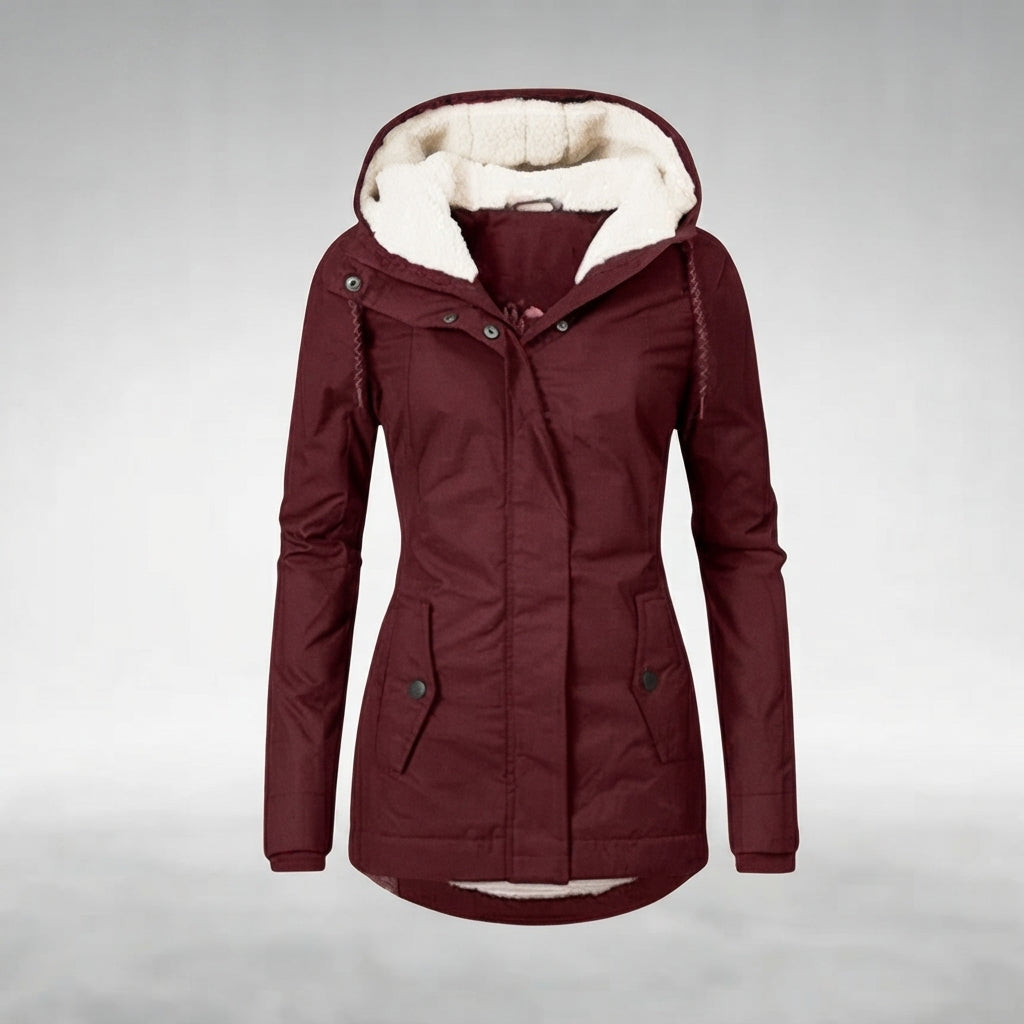 Elegant Hooded Zip Front Longline Coat