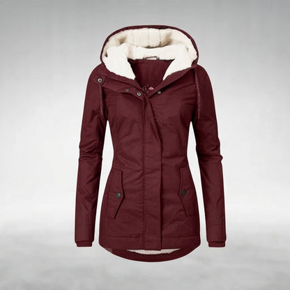 Elegant Hooded Zip Front Longline Coat