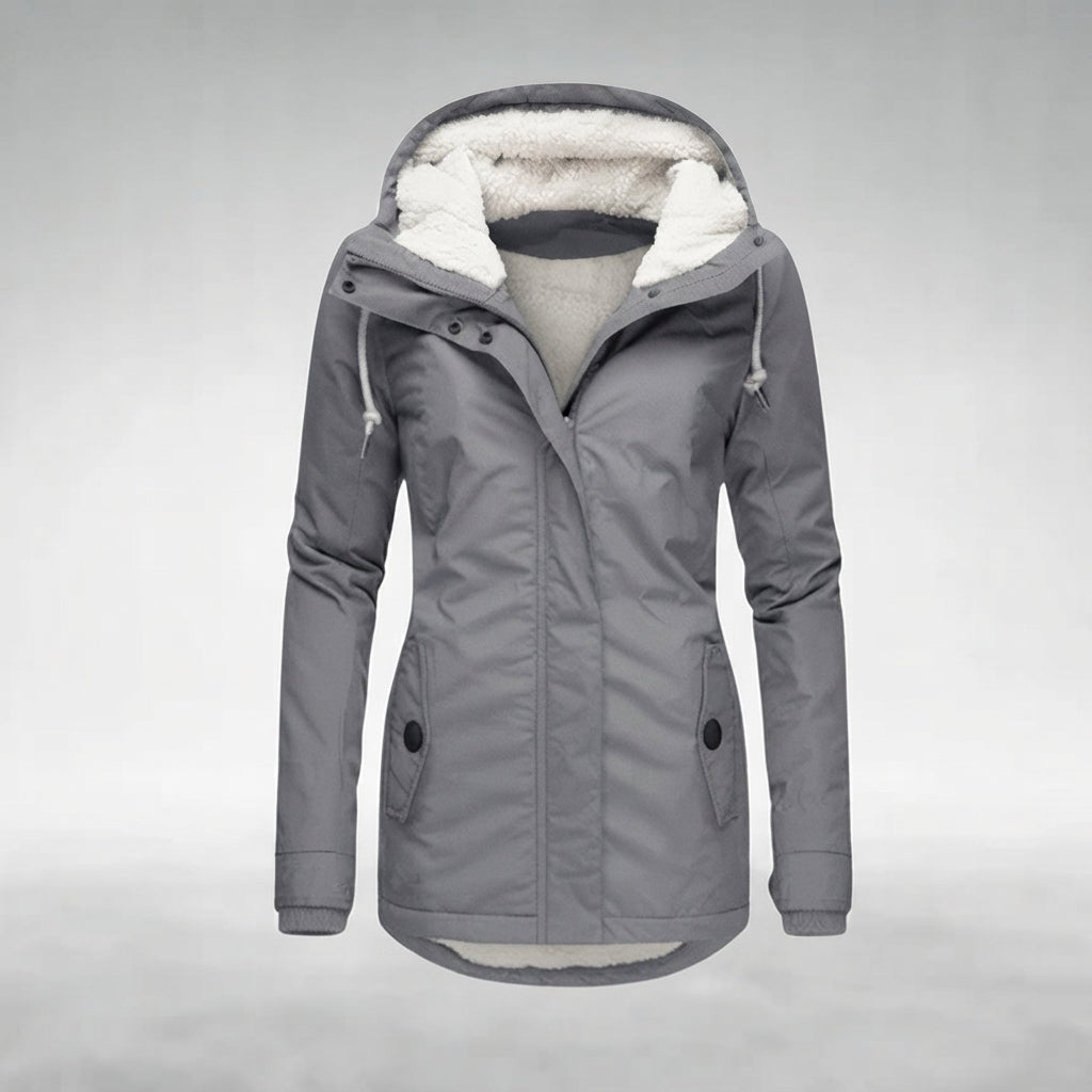 Elegant Hooded Zip Front Longline Coat