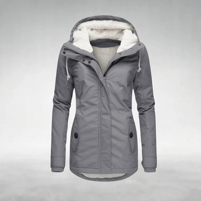 Elegant Hooded Zip Front Longline Coat