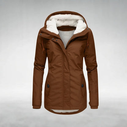 Elegant Hooded Zip Front Longline Coat