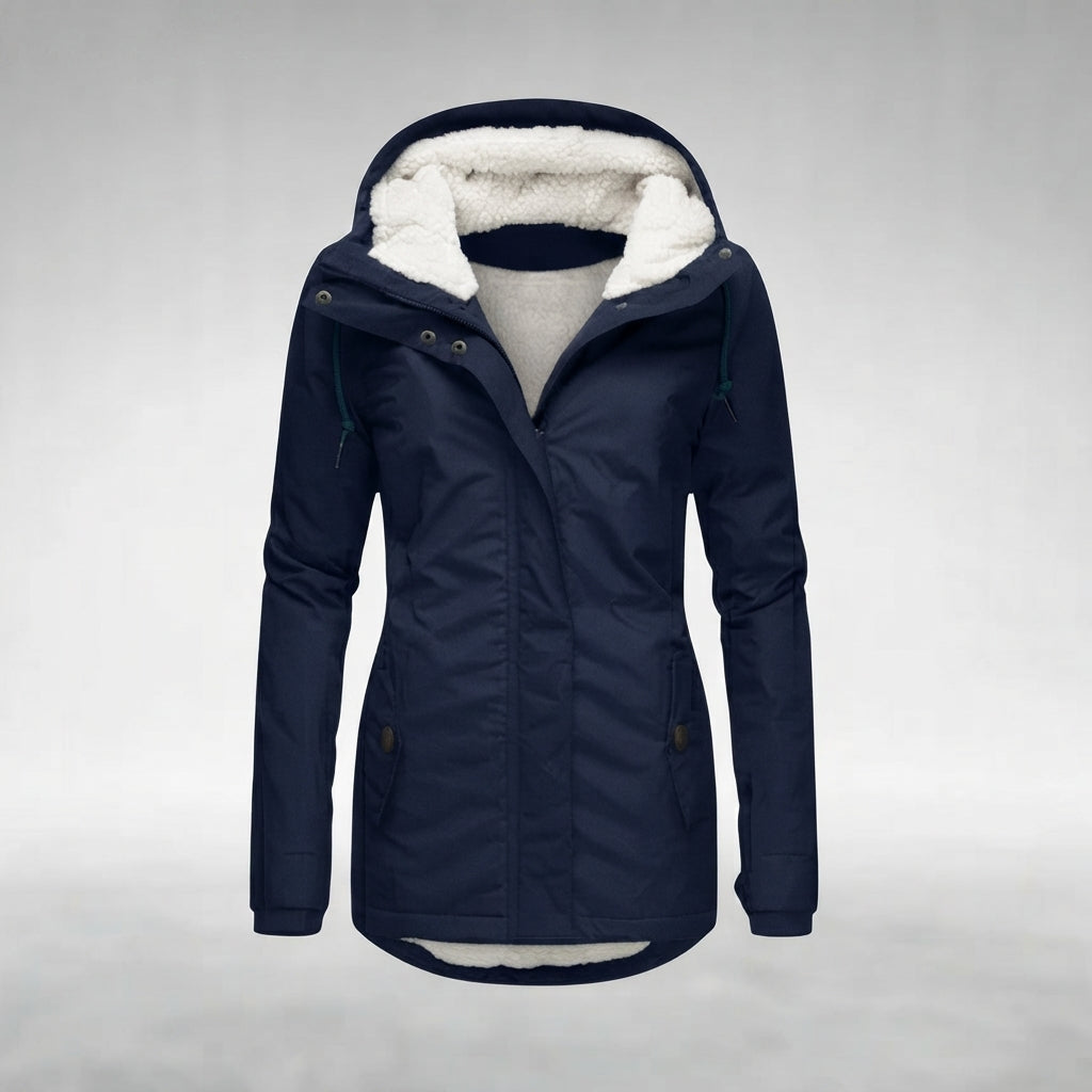 Elegant Hooded Zip Front Longline Coat