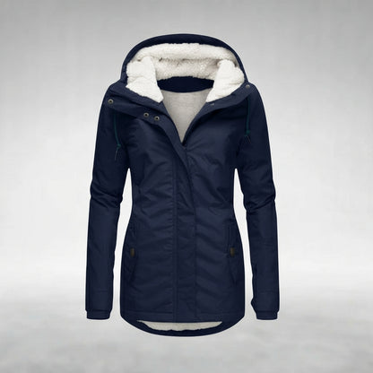 Elegant Hooded Zip Front Longline Coat