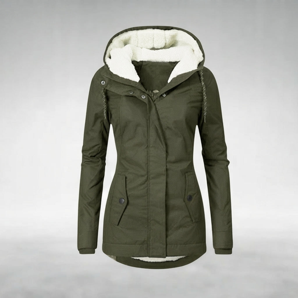 Elegant Hooded Zip Front Longline Coat
