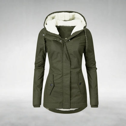 Elegant Hooded Zip Front Longline Coat