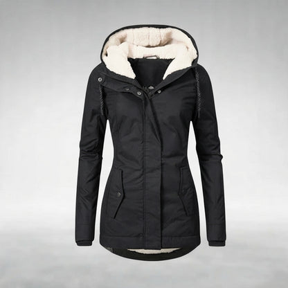 Elegant Hooded Zip Front Longline Coat